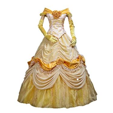 Imagem de KEMAO Fantasia de cosplay de Natal Bela e Fera Belle Princess (feito sob encomenda: medidas (busto, cintura, quadris, altura), cor 3)