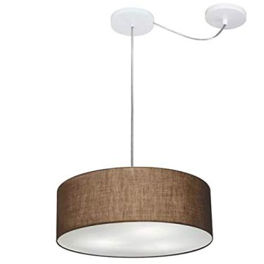 Imagem de Lustre Cilíndrico com Desvio de Centro Cúpula Tecido 40x15, Vivare Iluminação, Pendente4255 LC, Café, Médio