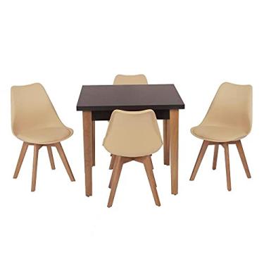 Imagem de Conjunto Mesa de Jantar Luiza 80cm Preta com 4 Cadeiras Leda - Nude