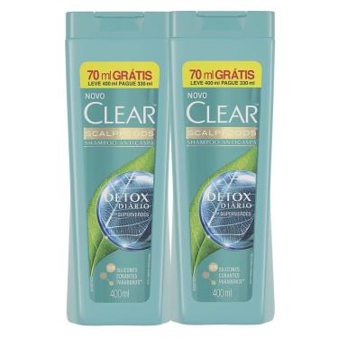 Imagem de Kit 2X Shampoo Anticaspa Clear Detox Diário Leve 400ml Pague 330ml