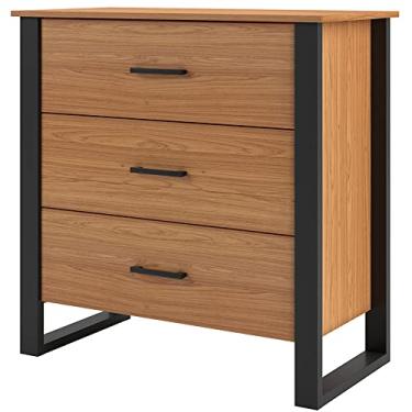 Imagem de Cômoda com 03 Gavetas Wave Estilo Industrial D03 Freijó Preto Fosco - Lyam Decor