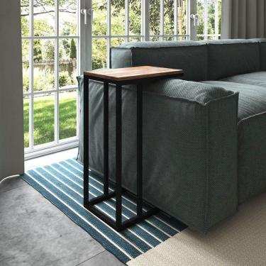 Imagem de Mesa Lateral Encaixe Elena Preto E Tampo Amêndoa New Green - Preto