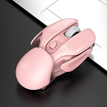 Imagem de Mouse Sem Fio óptico Silencioso para Computador 2,4 GHz 4 Botões Recarregável 1600DPI Mouse Fotoelétrico Silencioso para Notebook PC Laptop (rosa)