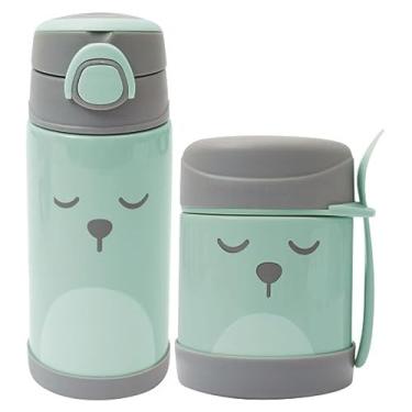 Imagem de Kit Refeição Infantil 2 Peças Pote Térmico e Garrafa Térmica Buba Gumy (Verde)