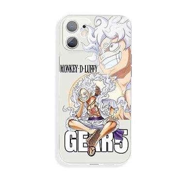Imagem de Capa protetora Luffy de anime 1 peça Gear 5 Nika compatível com iPhone 14/Plus/Max/Pro Samsung Galaxy S20 Ultra (iPhone 13Mini, transparente)