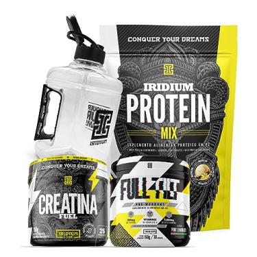 Imagem de Kit Whey protein Mix + Creatina fuel 150g + Pre treino Full tilt + Galão Iridium Labs sabor: Baunilha