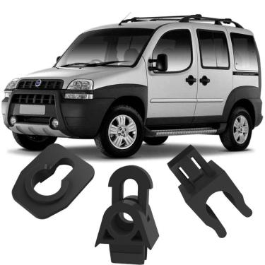Imagem de Kit Grampos Presilhas Suporte Para Haste Vareta Do Capô Doblo 2002 2003 2004 2005 2006 2007 2008 2009