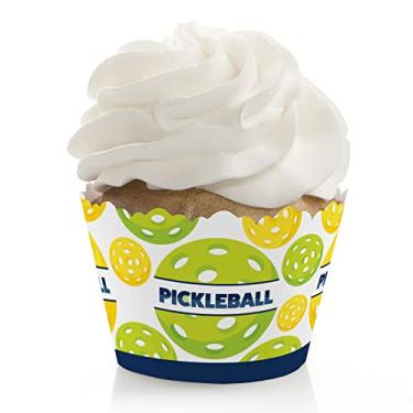 Imagem de Big Dot of Happiness Let's Rally – Pickleball – Decorações de festa de aniversário ou aposentadoria – Embalagens de cupcake de festa – Conjunto de 12