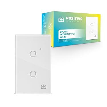 Imagem de Smart Interruptor Wi-Fi Positivo Casa Inteligente, 2 Botões, Touch, Branco - Compatível com Alexa e Google Assistente