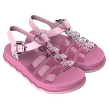 Imagem de Sandalia Zaxy Power Love Preta Rosa Glitter Infantil Plataforma Flatfo