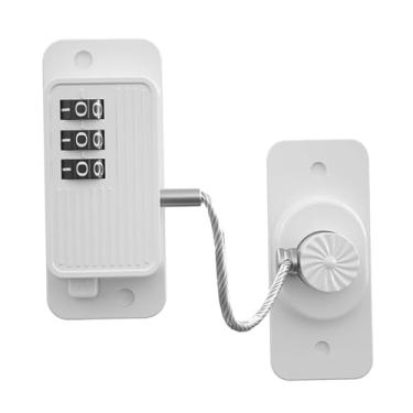 Imagem de Gralara Fechadura de Combinação de Gavetas E Janelas, Trava de Geladeira, Cabo de aço de 17.3cm, Instalação Fácil, Trava Sem Chave para Portas Pequenas, Acess, branco, Tamanho real