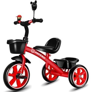 Imagem de Crianças trike para 1-6 anos de idade bicicleta da criança de 3 rodas com assento do guiador ajustável primeiro presente para meninos meninas seguro