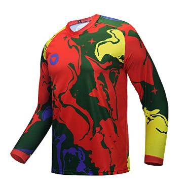 Imagem de Camiseta masculina de manga comprida para ciclismo Mountain Bike Motorcycle Outdoor - Absorve umidade e respirável, 011, P