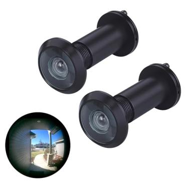 Imagem de TOGU TG3016YG-BC Lente de vidro HD de latão sólido com certificação UL de 220 graus, olho mágico com capa de privacidade resistente para portas de 3,5 cm a 5,8 cm, acabamento preto fosco, pacote com 2