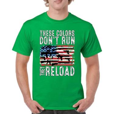 Imagem de Camiseta masculina These Colors Don't Run They Reload 2nd Amendment 2A Second Right American Flag Don't Tread on Me, Verde, 3G