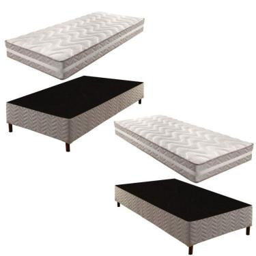 Imagem de 2 Bases Box Solteiro Galaxy 42x88x188cm com Kit com 2 Colchões Solteiro Quality D33 Duoface 26x88x18 Rustico Prata