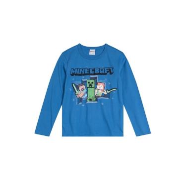 Imagem de Infantil - Camiseta Minecraft Em Malha Azul Claro Incolor  unissex