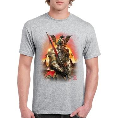 Imagem de Camiseta masculina Apocalypse Reaper Fantasy Skeleton Knight with a Sword Medieval Legendary Creature Dragon Wizard, Cinza, GG