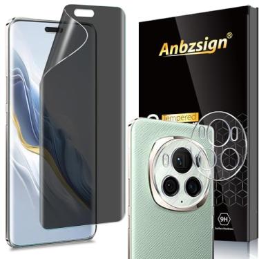 Imagem de Anbzsign Protetor de tela de privacidade para Honor Magic 6 Pro e protetor de lente de câmera, protetor de tela de privacidade flexível anti-espião, dureza 9H, antiarranhões, sem bolhas
