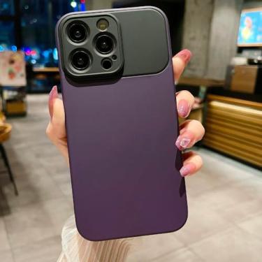 Imagem de Capa completa de cor fosca com proteção de câmera para iPhone 15 13 11 12 14 Pro Max X XS XR Capa traseira de silicone macio, preto roxo, para iPhone 15