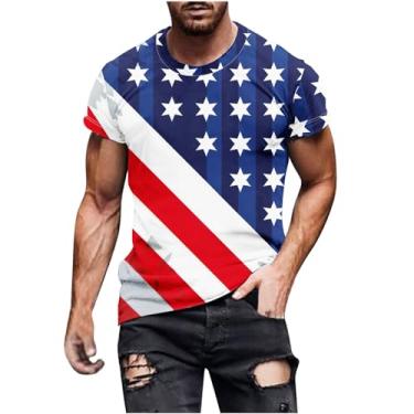 Imagem de Camisetas masculinas de 4 de julho de verão casual slim manga curta gola redonda camisetas patrióticas da bandeira americana moda 2024 camisetas, A01 multicolorido, XXG