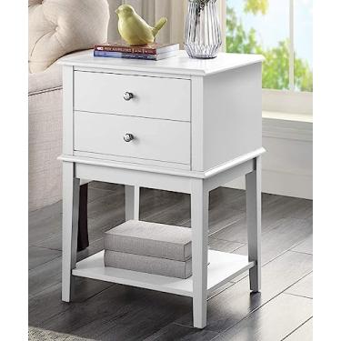 Imagem de Linio-home Mesa de cabeceira branca, mesa de canto pequena para quarto, mesa lateral de cama com gavetas, mesa de cabeceira, pequenos suportes de cabeceira para quartos, armário de madeira para sofá,
