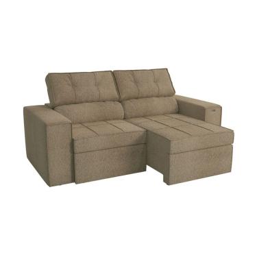Imagem de Sofá 2 Lugares Retrátil e Reclinável Lanus Bouclé Fendi 206 cm