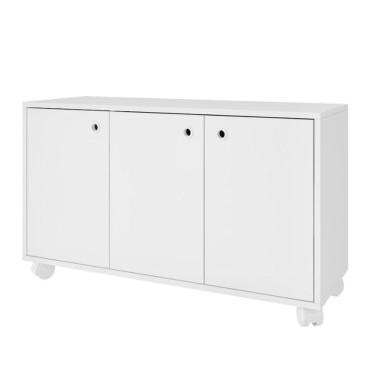 Imagem de Balcão Infantil Em Mdp Com 3 Portas E 1 Prateleira Brv Móveis Branco