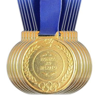 Imagem de Kit 25 Medalhas Honra Ao Mérito Premiação Escola 290mm ouro