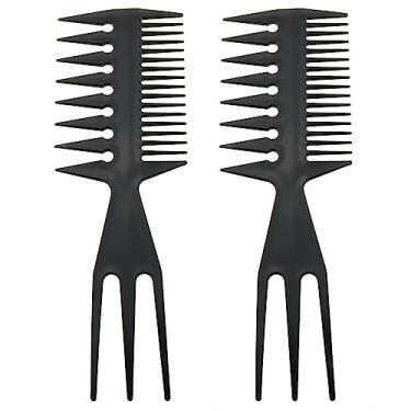 Imagem de Pente de pintura de mármore de água LUORNG 2 peças preto 3 em 1 resina plástico dupla face infantil flutuante pente de pintura