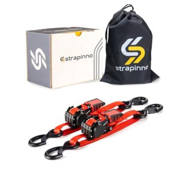 Imagem de Strapinno Correias de catraca retráteis - 2,5 cm x 0,8 m de amarração de travessa de barco resistente, 2 peças, força de ruptura de 1,088 kg, ganchos S com clipe de segurança, para barco, Jetski,