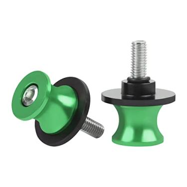 Imagem de CHIFUN 2 peças 10 mm M10 X1,5/1,25 bobinas de braço oscilante de motocicleta deslizantes CNC alumínio bobinas parafuso de suporte compatível com VULCAN S 650 900 Ninja 250 300 ZX-10R ZX-6R (verde)