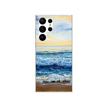 Imagem de Blingy's Capa para Samsung Galaxy S23 Ultra, design de praia cênico divertido pintura oceânica arte natureza paisagem estilo capa protetora TPU macio 6,8 polegadas (estilo praia)