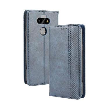 Imagem de Capa para LG K31, carteira de couro com suporte flip para LG K31, capa magnética retrô para celular, capa carteira de telefone com compartimentos para cartões