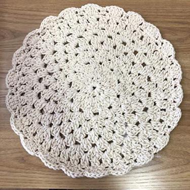 Imagem de Jogo Americano Sousplat Crochê Barbante Bege Cru 33cm - Paloma Home