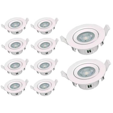 Imagem de Kit 10 Spot LED Redondo Direcionável Embutir 5W Branco Quente Bivolt