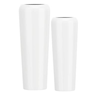 Imagem de Jogo Vasos Vietnamita 80cm E 65cm Fibra De Vidro Auto Brilho (Branco)