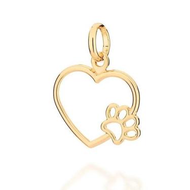 Imagem de Pingente banhado ouro 3x 24k 18k e 22k  feminino coração vazado pata d
