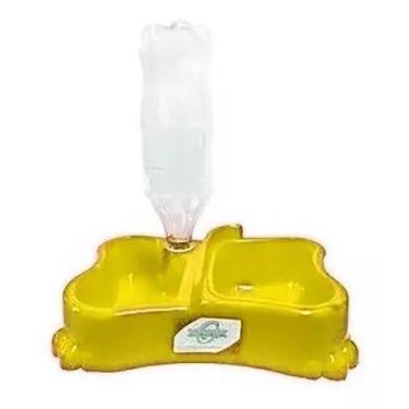 Imagem de Bebedouro Comedouro Duplo Com Suporte Garrafa Pet Cão Gato - ORNAMENTA