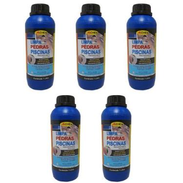 Imagem de Kit 5 limpador pedras piscina azulejo marmore granito allchem 1l