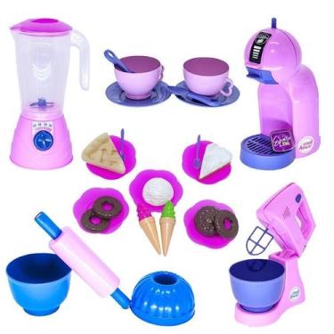 Imagem de Kit Doceria Brinquedo Menina Rosa Bolo Café Comidinhas 29Pç - Altimar