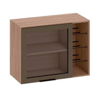 Imagem de Armário Aéreo 80 Cm 1 Porta Vidro Fumê Com Adega Etna Poliman Móveis Carvalho Oak