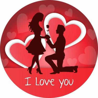 Imagem de Painel de Lona Redondo Dia dos Namorados I love  You Corações - Fabrik