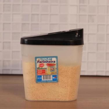 Imagem de Farinheira Multiuso 1 Litro Tampa Preta p/ Farinha Açúcar Sabão em pó 