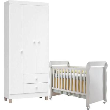 Imagem de Berço Americano Mirelle e Guarda Roupa Ternura Baby 3 Portas Branco Br