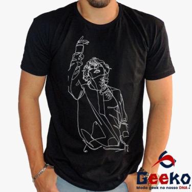 Imagem de Camiseta BTS 100% Algodão BTS Kim Taehyung K-pop Geeko, Preto gola car