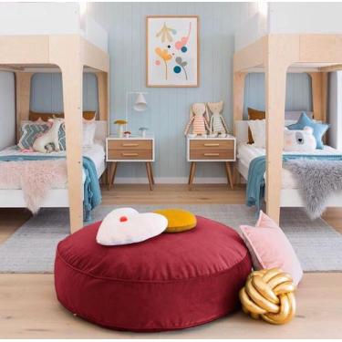 Imagem de Futton Turco Redondo Veludo Paris Ø70cm Vermelho - FASTLAR