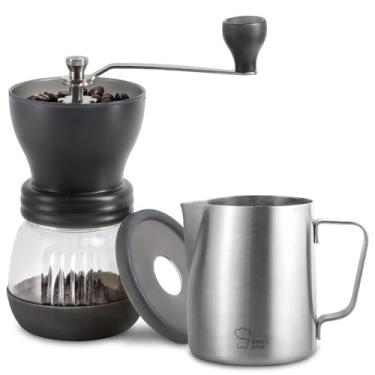 Imagem de Chef's Star Jarra de espuma de leite de aço inoxidável, copo de espuma para vaporizador de leite e espumador para café, cappuccino, latte e máquina de espresso, acessórios para máquina de café expresso jarra a vapor (946 ml)
