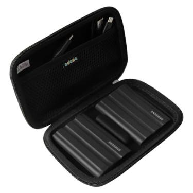 Imagem de adada Capa rígida de viagem para Samsung T9/ T7 Shield 2TB / 1TB / 4TB, SSD portátil, USB 3.2 Gen2 unidade externa de estado sólido (preta, capa para 2 discos rígidos)