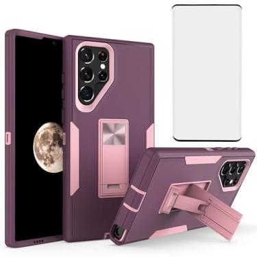 Imagem de Tothedu Capa de celular para Galaxy S22 Ultra, Samsung S22 Ultra SM-S908U com protetor de tela de vidro temperado, Bulit magnético em suporte, capa à prova de choque para Samsung Galaxy S22 Ultra 5G